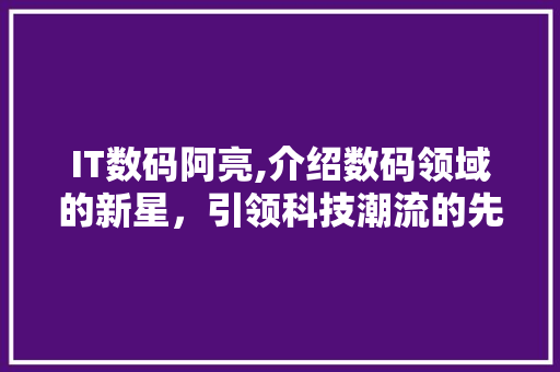 IT数码阿亮,介绍数码领域的新星，引领科技潮流的先锋 AI场景