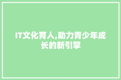 IT文化育人,助力青少年成长的新引擎 智能科技