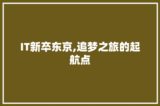 IT新卒东京,追梦之旅的起航点 智能科技