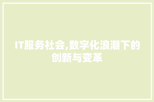 IT服务社会,数字化浪潮下的创新与变革
