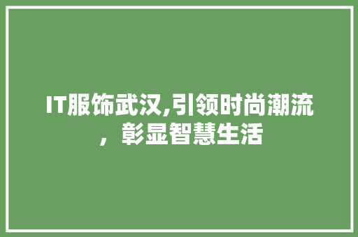 IT服饰武汉,引领时尚潮流，彰显智慧生活