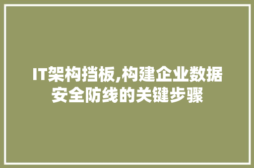 IT架构挡板,构建企业数据安全防线的关键步骤 人工智能