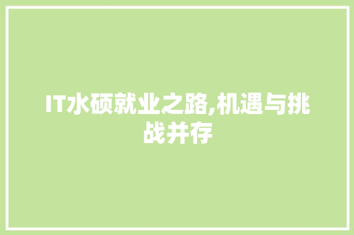 IT水硕就业之路,机遇与挑战并存 AI场景