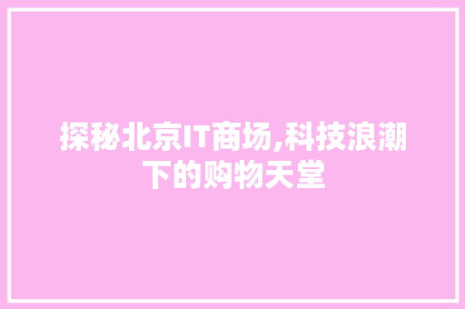 探秘北京IT商场,科技浪潮下的购物天堂 软件技术