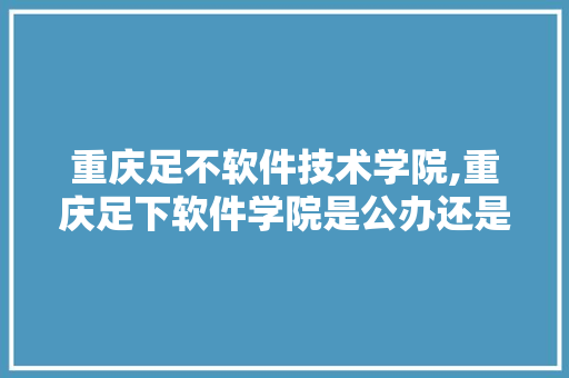 重庆足不软件技术学院,重庆足下软件学院是公办还是民办。 软件技术
