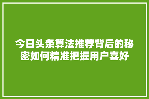 今日头条算法推荐背后的秘密如何精准把握用户喜好 AI场景