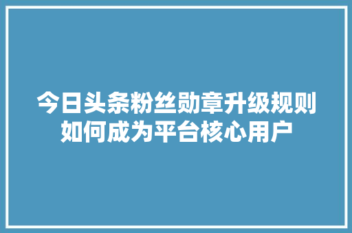 今日头条粉丝勋章升级规则如何成为平台核心用户 AI场景