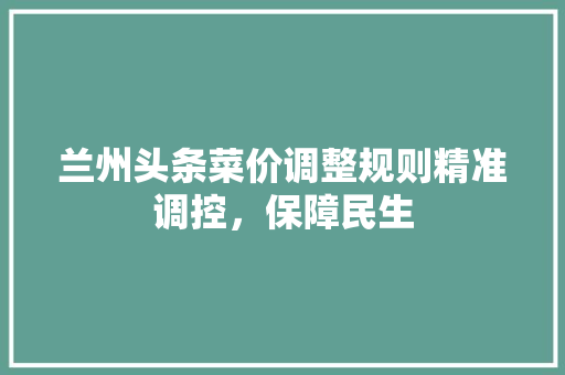 兰州头条菜价调整规则精准调控，保障民生 软件技术