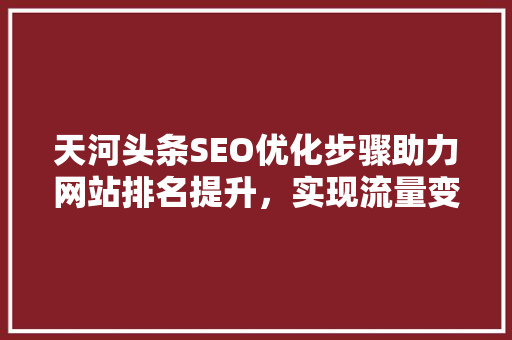 天河头条SEO优化步骤助力网站排名提升，实现流量变现