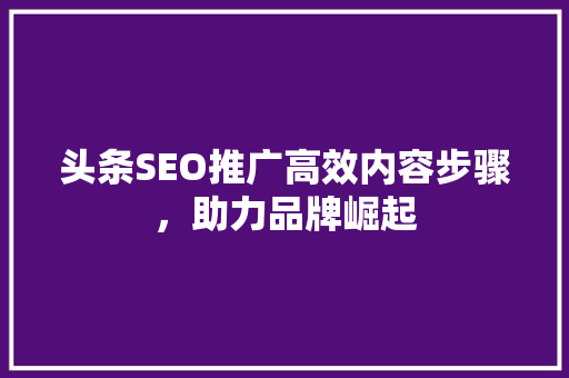 头条SEO推广高效内容步骤，助力品牌崛起 软件技术