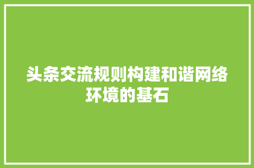 头条交流规则构建和谐网络环境的基石 AI场景