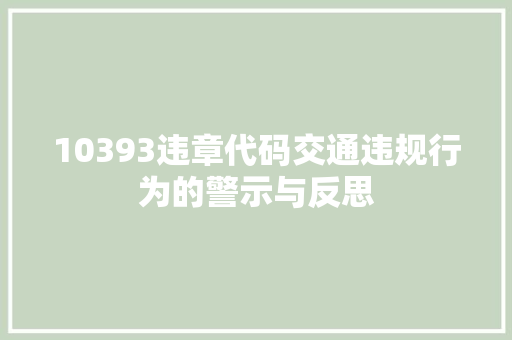 10393违章代码交通违规行为的警示与反思