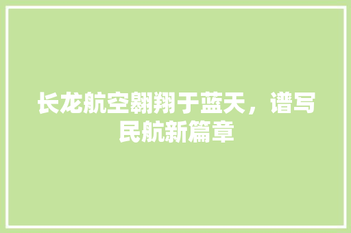 长龙航空翱翔于蓝天，谱写民航新篇章