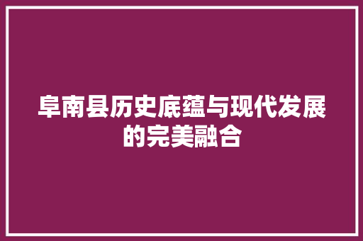 阜南县历史底蕴与现代发展的完美融合