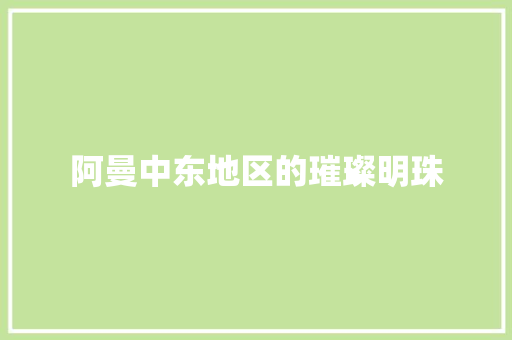 阿曼中东地区的璀璨明珠