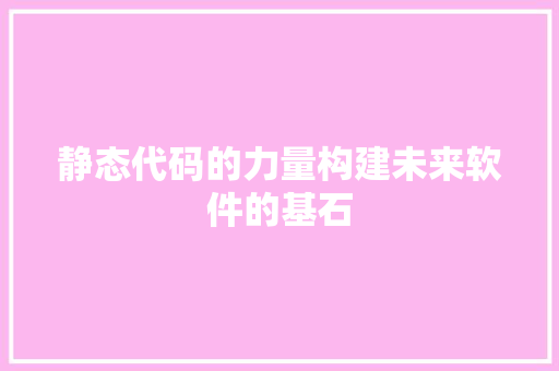 静态代码的力量构建未来软件的基石 软件技术