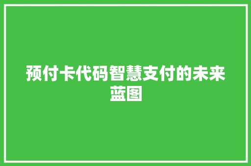 预付卡代码智慧支付的未来蓝图