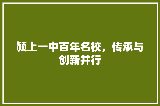 颍上一中百年名校，传承与创新并行