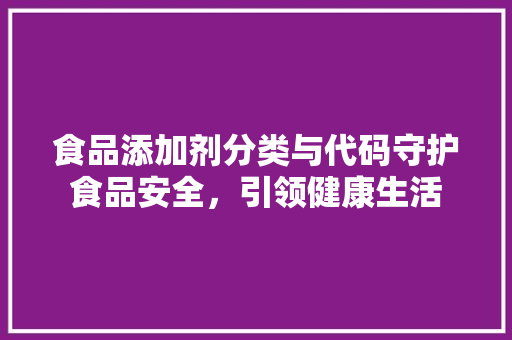 食品添加剂分类与代码守护食品安全，引领健康生活 软件技术