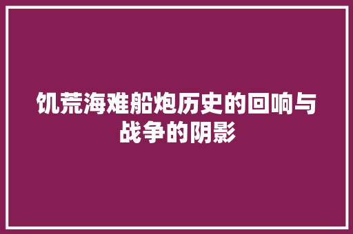 饥荒海难船炮历史的回响与战争的阴影 人工智能