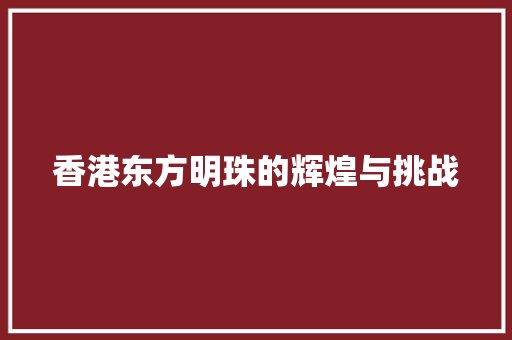 香港东方明珠的辉煌与挑战 人工智能