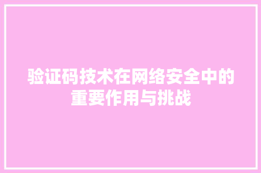 验证码技术在网络安全中的重要作用与挑战 智能科技