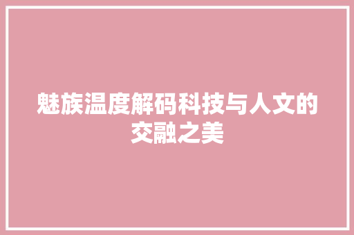 魅族温度解码科技与人文的交融之美 软件技术