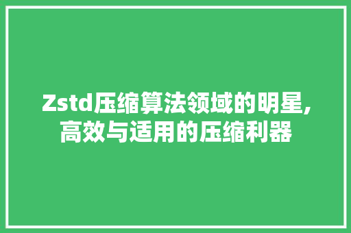 Zstd压缩算法领域的明星,高效与适用的压缩利器 人工智能