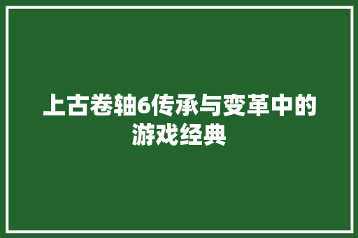上古卷轴6传承与变革中的游戏经典 软件技术