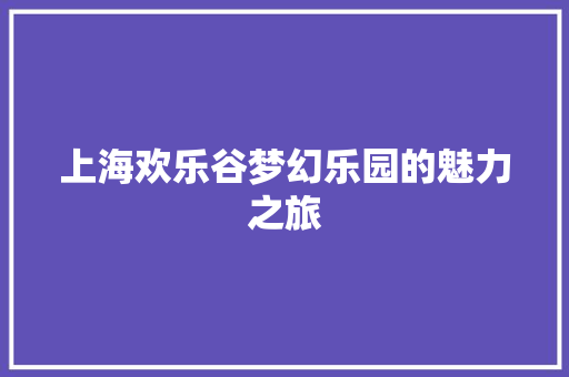 上海欢乐谷梦幻乐园的魅力之旅 人工智能