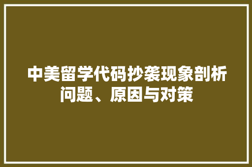 中美留学代码抄袭现象剖析问题、原因与对策