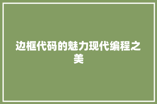 边框代码的魅力现代编程之美