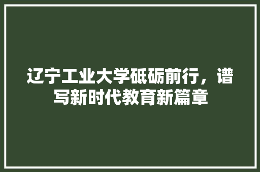 辽宁工业大学砥砺前行，谱写新时代教育新篇章