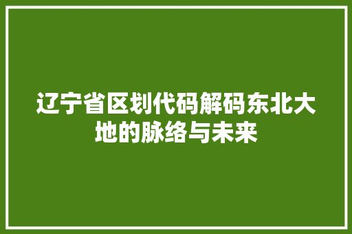 辽宁省区划代码解码东北大地的脉络与未来