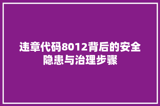 违章代码8012背后的安全隐患与治理步骤