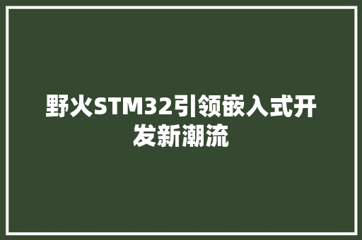 野火STM32引领嵌入式开发新潮流