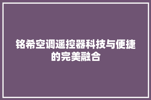 铭希空调遥控器科技与便捷的完美融合