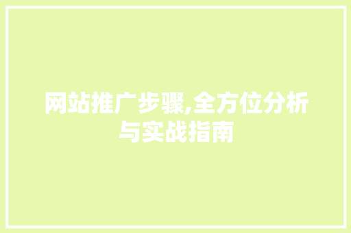 网站推广步骤,全方位分析与实战指南