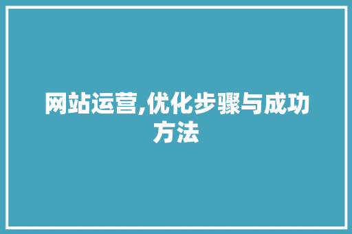 网站运营,优化步骤与成功方法