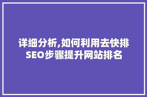 详细分析,如何利用去快排SEO步骤提升网站排名