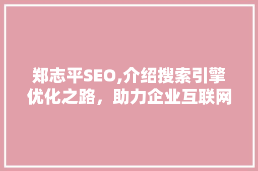 郑志平SEO,介绍搜索引擎优化之路，助力企业互联网营销新篇章
