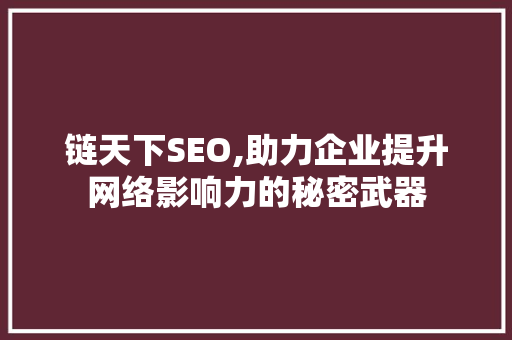 链天下SEO,助力企业提升网络影响力的秘密武器