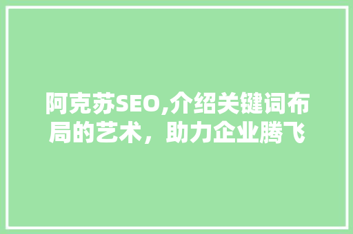 阿克苏SEO,介绍关键词布局的艺术，助力企业腾飞