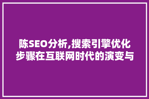 陈SEO分析,搜索引擎优化步骤在互联网时代的演变与挑战