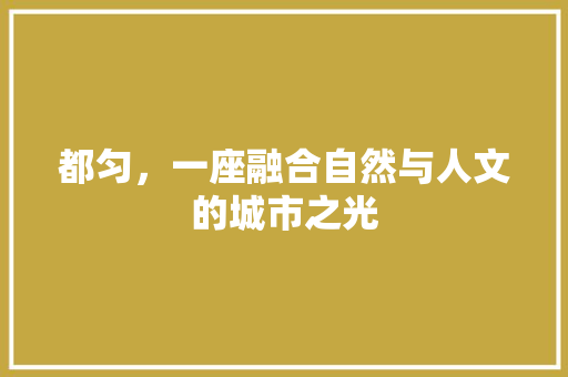 都匀，一座融合自然与人文的城市之光