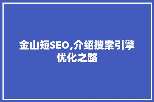 金山短SEO,介绍搜索引擎优化之路 智能科技