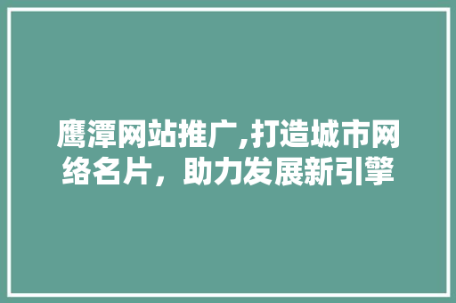 鹰潭网站推广,打造城市网络名片，助力发展新引擎