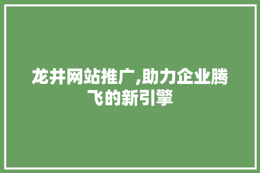 龙井网站推广,助力企业腾飞的新引擎