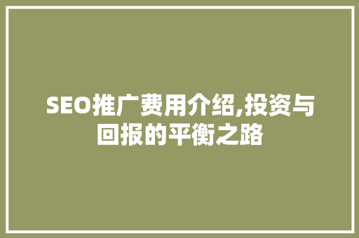 SEO推广费用介绍,投资与回报的平衡之路