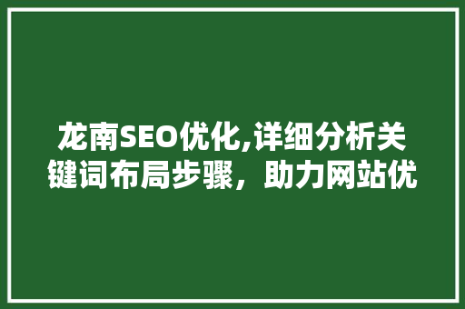 龙南SEO优化,详细分析关键词布局步骤，助力网站优化成功